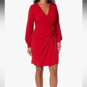 DKNY Vibrant Red Long Sleeve Dress